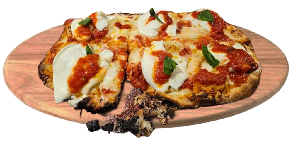 Pizza alla pala servita sul tagliere